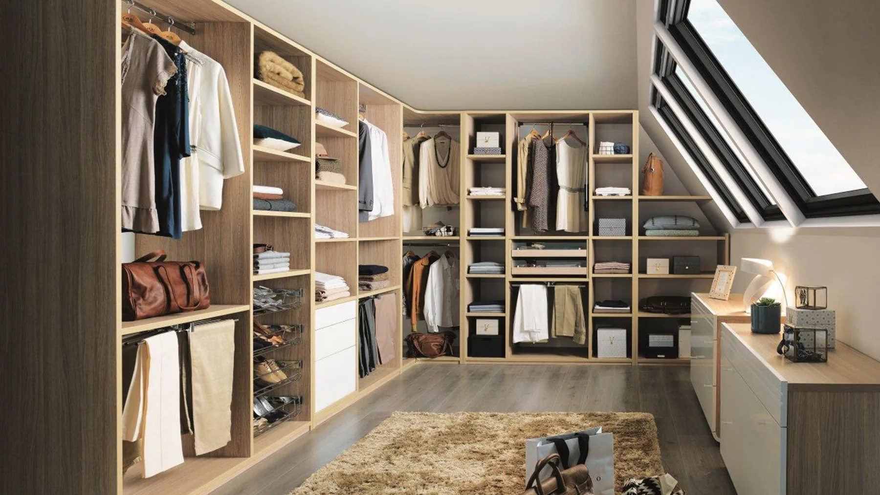 Dressing ouvert en L réalisé par Côté Rangement